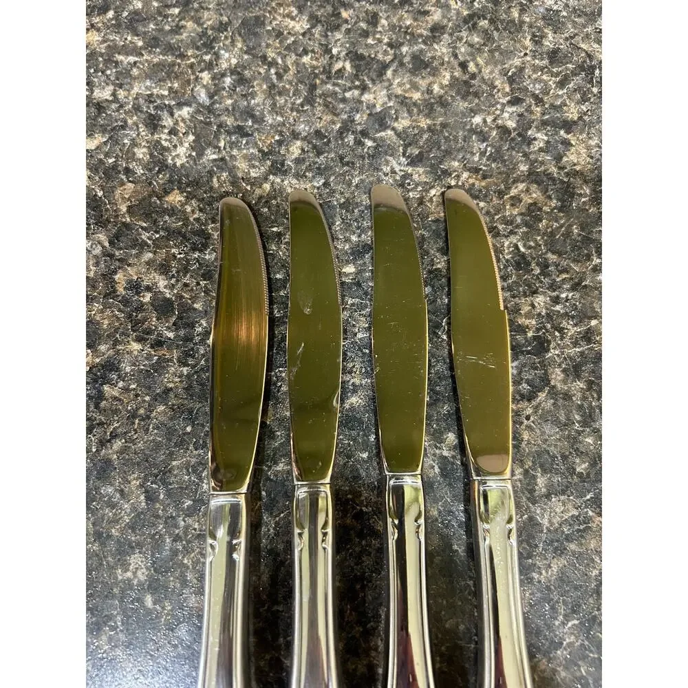 1881 Rogers Oneida Ltd True Arbor Rose Set of 4 Dinner Knives Stainless Flatware